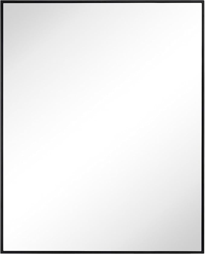 TEHOME 24'' x 30'' Black Recessed and Surface Mount Bathroom Medicine Cabinet with Mirror Matt Black Square Cornered Metal Framed Rounded Rectangle Medicine Cabinet Mirror