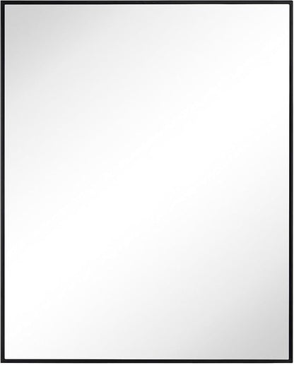 TEHOME 24'' x 30'' Black Recessed and Surface Mount Bathroom Medicine Cabinet with Mirror Matt Black Square Cornered Metal Framed Rounded Rectangle Medicine Cabinet Mirror