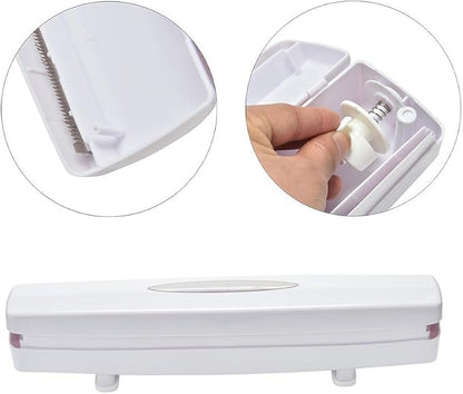 Plastic Wrap Cutter, Food Freshness Dispenser Preservative Film Unwinding Cutting Cling Wrap Kitchen Accessorie Easy to Use , Pull , Press , Cut and Wrap