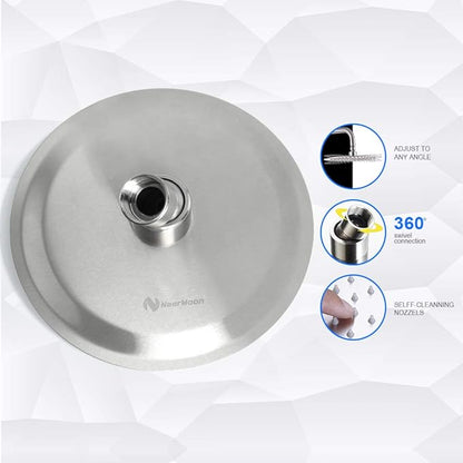 NearMoon Rain Shower Head, Ultra-Thin Design-Pressure Boosting, Awesome Some Experience, High Flow Stainless Steel Rainfall Head (6 Inch,Brushed Nickel)