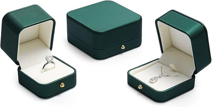 Oirlv Gorgeous Blackish Green Ring Box Premium Leather Ring Bearer Box for Wedding,Proposal Jewelry Gift Case