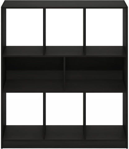 Furinno DALY Book Shelf, 8-Cube Bookshelf, Horizontal Cube Storage Organizer Bookcase, 10.9 x 35.4 x 39.4, for Living Room, Bedroom, Home Office, Espresso