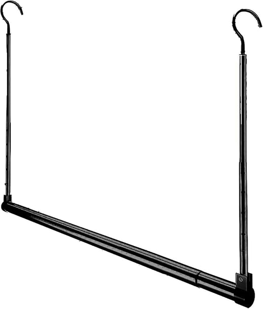 Adjustable Hanging Closet Rod, Extender Hanging Rod, Closet Hanging Organizer, Heavy Duty Closet Bar, Hanging Rod (Black, 1 Pack)