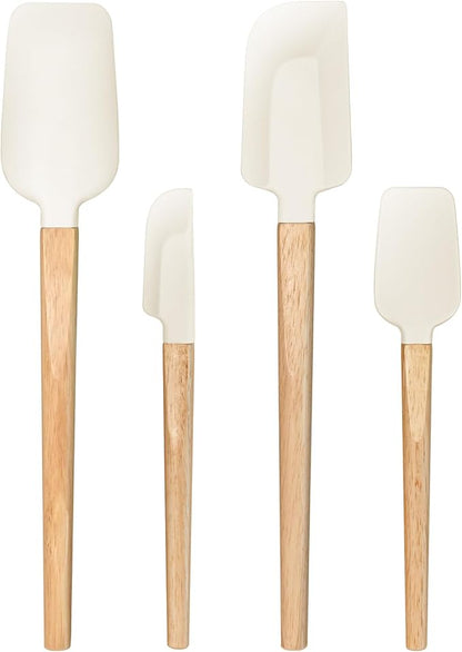 4 Piece Silicone Spatula Set - Food Grade Rubber Spatulas, Nonstick Spoonula & Jar Scraper for Cooking, Baking, Mixing, Frosting - Heat Resistant Up to 600°F, Dishwasher Safe