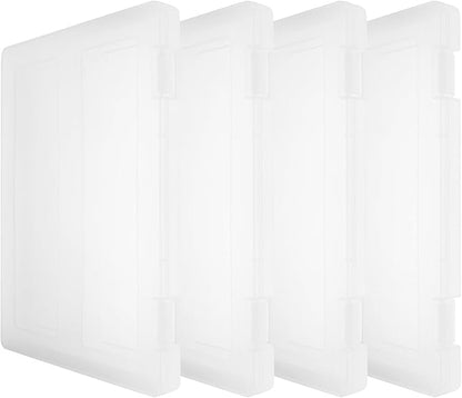PRETYZOOM 4pcs A4 Document Storage Boxes, Portable Frosted Plastic File Organizer Cases for 8.5" X 11" Paper, Birth Certificate Protector, Office and Home File Holder