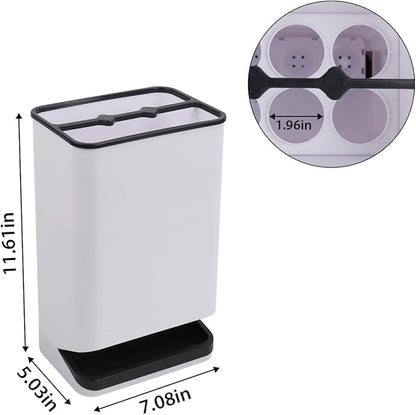 Umbrella Stand Holder for Entryway, Umbrella Rack with Removable Drip Tray Free Standing Organizer for Umbrella Walking Sticks Canes, Stored 6 Umbrellas, Ideal for Home Office Decor, White