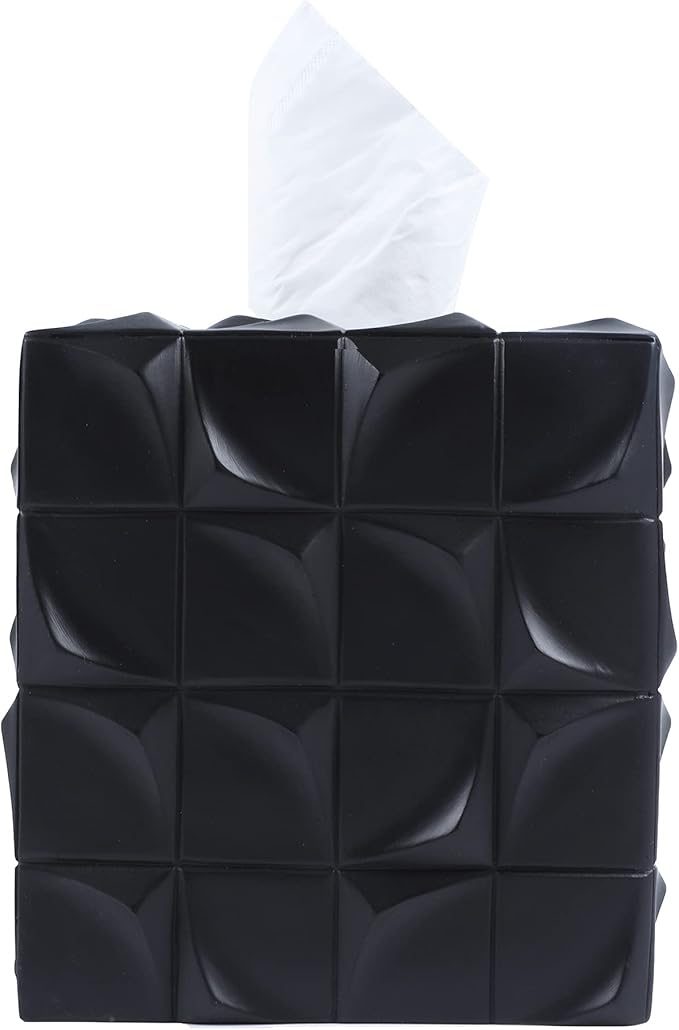 Hymmah Modern Square Tissue Box Cover Holder,Bathroom Accessories Decor Unique Design Tissue Box Cover for Bathroom Vanity Counter Tops Also Great for Bedrooms and Living Rooms
