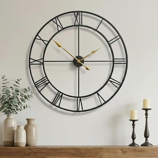 Zabiki 40 Inch Large Wall Clock Modern, Oversized Roman Vintage Farmhouse Decorative Black Metal Wall Clock for Living Room Decor, Xmas, Birthday Gift