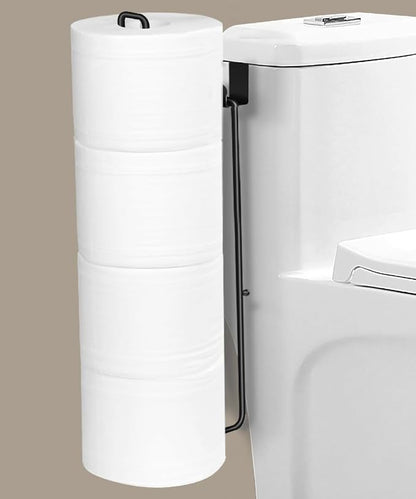 Black Over The Tank Toilet Paper Holder for 4 Roll Tissue，Bathroom Toilet Paper Roll Storage Holder Wall Mount Brushed Nickel,Metal Hanging Toilet Paper Holder Dispenser,Organizer