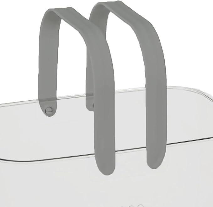 Portable Shower Caddy, Plastic Storage Basket with Handle Box Organizer Bin Drainage Toiletry Tote Bag for Bathroom, Kitchen, College, Gym, Camp (Grey)