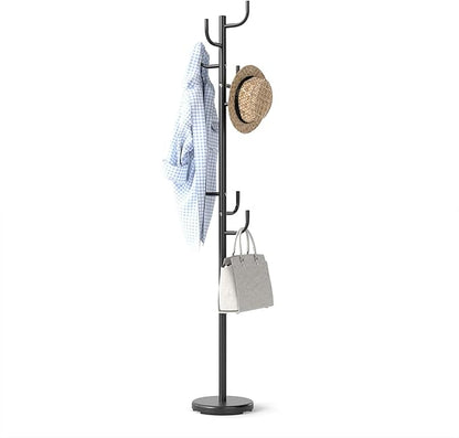 Tangkula Coat Rack Freestanding, Heavy Duty Metal Coat Tree with 8 L-Shaped Hooks & Adjustable Heights, Cactus Coat Hanger Stand for Clothes, Hats, Purse & Bag, for Entryway, Bedroom & Office