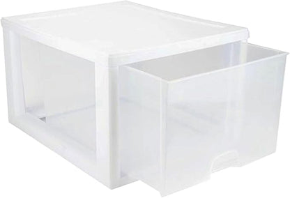 Sterilite 27 Qt./26 L Stacking Drawer, White, 4 Pack