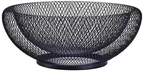 HYOATREA Mesh Fruit Bowl Decorative Fruit Basket Metal Candy Dish Holder Stand for Kitchen Counter Dining Room Table Office, 10 Inch (Black)