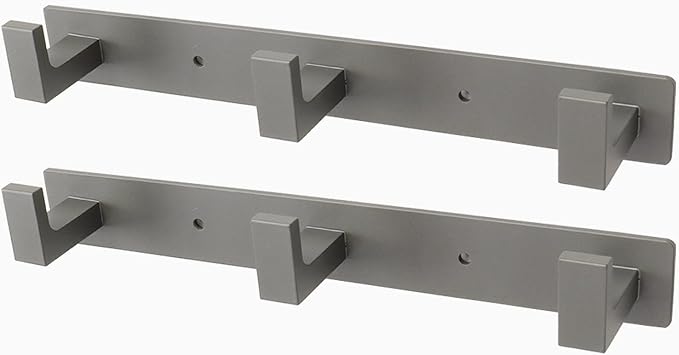 Coat Rack, Heavy Duty Stainless Steel 3 Tri Coat Hook Hanger, Wall Mounted Wall Hooks, Rustic Clothes Hook/Key Hook Rail for Bathroom Kitchen Entryway(2 Pack, 3 Hook Grey)