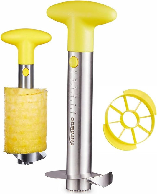 Pineapple Cutter and Corer, Pineapple Corer and Slicer Tool,[Reinforced sharp blades & Heavy duty & Durable], Yhtawoo Best Pineapple Peeler, Stainless Steel Decorer Fruit Knife, Easy Core Remover