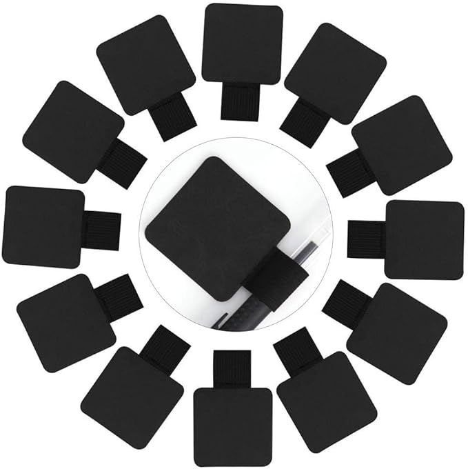 SLSON 12 Pack Notebook Pen Loop Holder Self-Adhesive Pen Holder Pencil Holders Elastic Loop Designed for Notebooks Journals Calendars (Black)