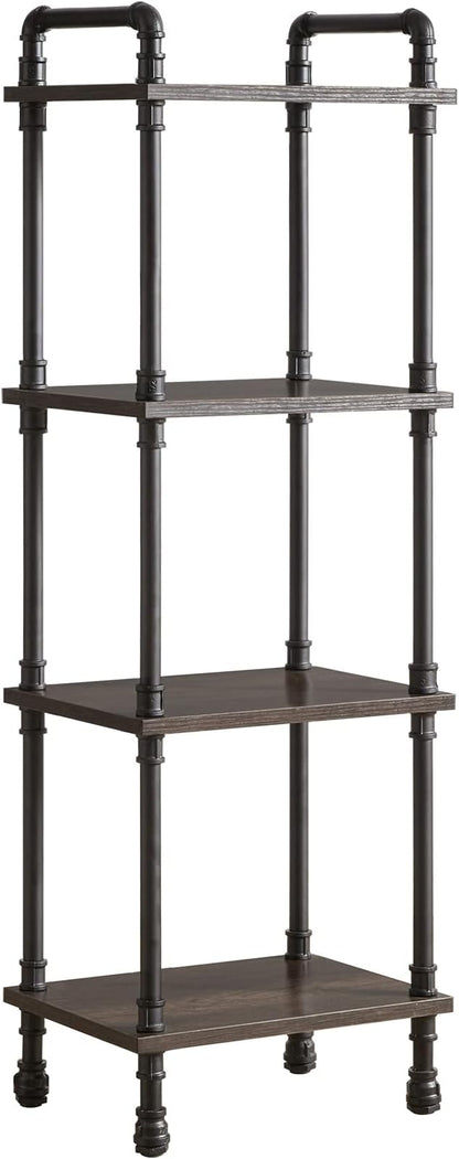 IBUYKE Industrial Pipe Ladder Shelf,4-Tier Vintage Style Book Shelf,Free Standing Units,Display Rack and Storage Organizer for Living Room,Bedroom,Kitchen,Black Grey UTMJ404G