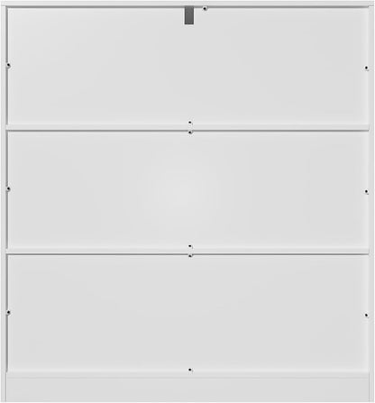 9-Cube Wooden Bookshelf with Base,3-Tier Freestanding Open Storage Organizer,Multi-Functional Bookcase for Living Room,Bedroom,Study and Office (White, 9-Cube)