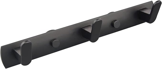 ULIBERMAGNET Magnetic Coat Hooks,Heavy Duty Magnetic Key Rack,Strong Rubber Magnetic Hanger for Refrigerator,Metal Cabinet,Door,Hanging Coat, Towel, Bag, Scarf, Helmet(Matte Black/3 Hooks)