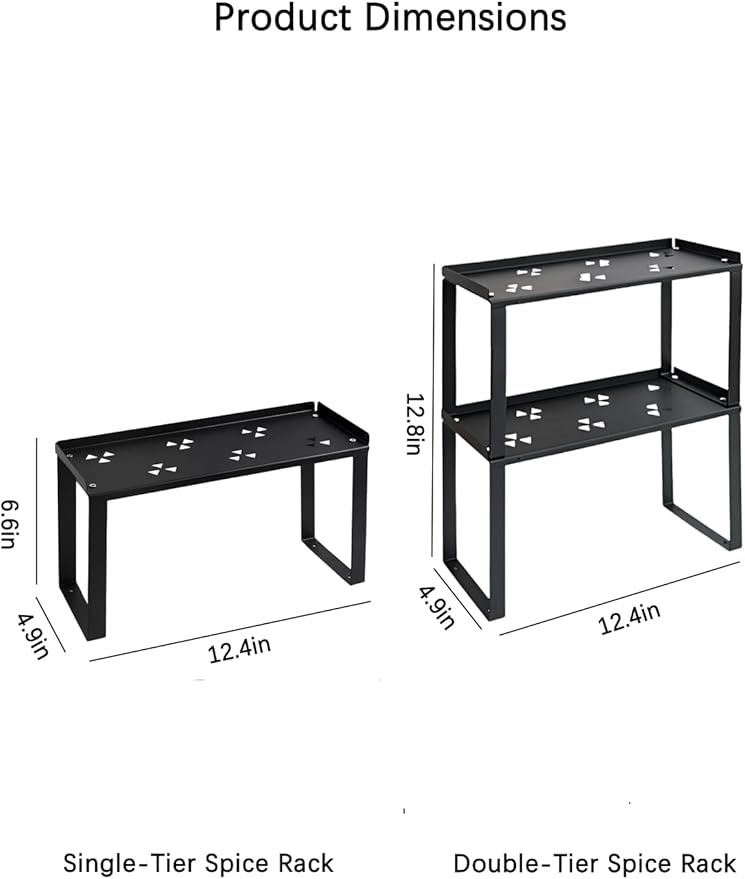2 Pack Metal Storage Shelves Countertop Organizers, Shelf Risers, Stackable,Spice Rack