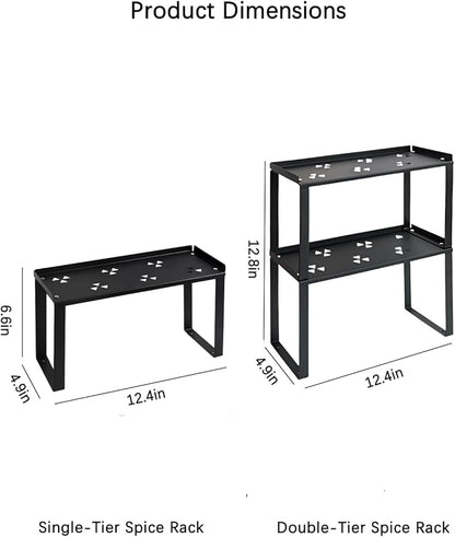 2 Pack Metal Storage Shelves Countertop Organizers, Shelf Risers, Stackable,Spice Rack