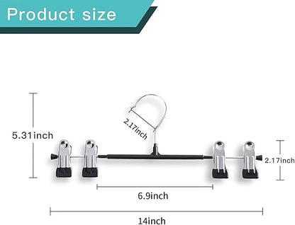 Pants Hangers with Clips 60 Pack Adjustable Skirt Hangers for Women Non-Slip Trousers Hanger for Jeans Clothes Hangers for Pants Heavy Duty Space Saving Shorts Hangers,Black,14Inch