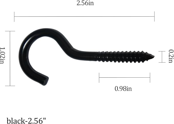 30 Pieces Stainless Steel Screw in Hooks for Hanging,Ceiling Hooks Cup Hook Screw for Hanging Christmas Lights LED Lights Outdoor Christmas Thanksgiving Decorations Indoor(Black,2.56")