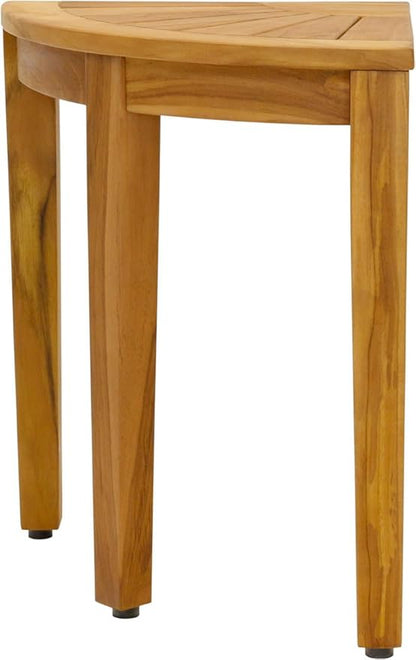AquaTeak 15.5" Kai Corner Teak Shower Bench - Shower Stool with Elevated Height for Bathroom - Durable Water Resistant Shower Chair - Shaving Foot Rest - Indoor & Outdoor Use