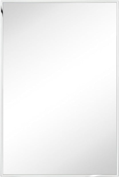 TEHOME 20'' x 30'' Chrome Recessed and Surface Mount Bathroom Medicine Cabinet with Mirror Square Cornered Metal Framed Rounded Rectangle Medicine Cabinet Mirror