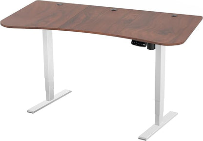 VIVO Electric 63 x 32 in Standing Desk, Memory Height Adjustment, 176 lb Frame Support, 2E Series, Dark Walnut Top White Frame, DESK-KIT-2EWD
