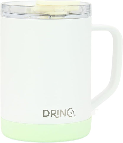 Drinco 16 oz Coffee Mug, Vacuum Insulated Camping Mug with Lid, Double Wall Stainless Steel Travel Mug Insulated Tumblers Coffee Mugs Coffee Cups Tea Cup (16oz Artic White)