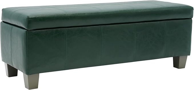 41" Storage Ottoman, Storage Bench with Safety Hinge, Upholstered Synthetic Leather Ottoman Bench for Bedroom, Living Room, Entryway, Hallway, Foot Rest, Support 500lbs