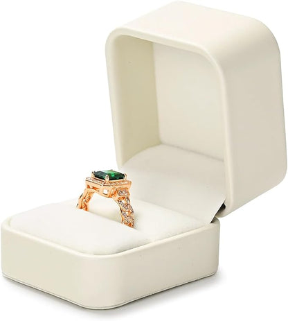 PU Leather Jewelry Ring Box for Proposal Engagement White PU Leather Jewelry Ring Gift Box
