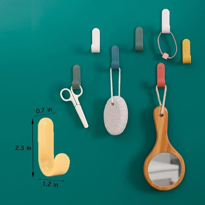 Adhesive Hooks Utility Wall Hooks Key Hooks for Wall Decorative Key Holder Rack Self Adhesive Wall Hooks for Towels, Hats, Shower, Kitchen, Living Room, Office(6 Pcs)