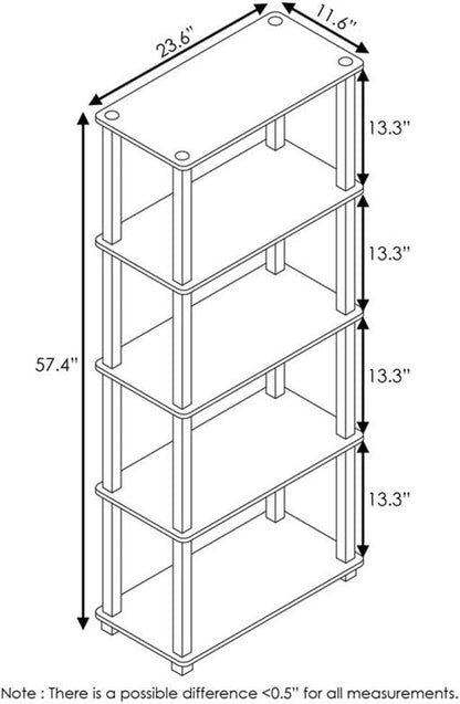 Furinno Turn-N-Tube 5-Tier Multipurpose Shelf / Display Rack / Storage Shelf / Bookshelf, Square Tubes, Pink/White