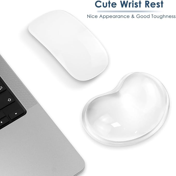 Soft Mouse Wrist Rest Pad Comfortable Cool Silicone Gel Ergonomic Cushion Small-Sized Hand Pain Relief Support Pad with Gel-Filled for Laptop Computer Office & Home (Transparent)