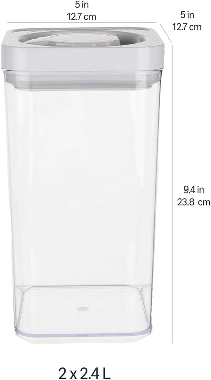 Amazon Basics Airtight Food Storage Containers, BPA Free, with Twist/Turn Lids, for Kitchen Pantry Organization, 10-Piece Square Set, Clear Plastic