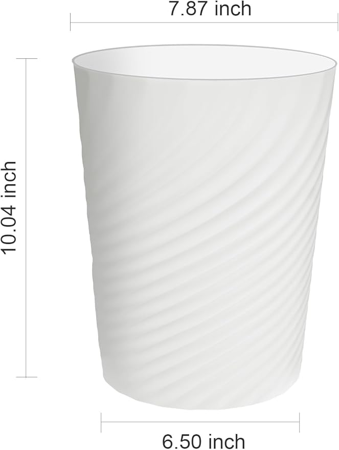 DAJITRE 1.8 Gallon Small Trash Can Wastebasket Recycling Bin Slim Profile for Compact Spaces Bathroom, Office, Bedroom, Kitchen (1.8 Gallon-2pack, White)