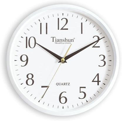 Wall Clock Silent Non-Ticking Battery Operated Small 10 Inch Modern Easy to Read for Living Room Bedroom Kitchen Office Decor (White)
