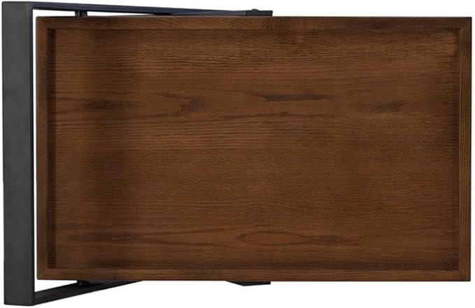 Linon Carley Dark Rustic Wood 2 Level Rolling Bar Cart with Metal Frame in Black