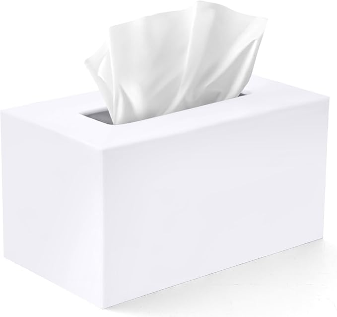 Tissue Box Cover Rectangle - Tissue Box Holder Rectangular - Compatible with Kleenex - Acrylic White Bathroom Accessories Decor