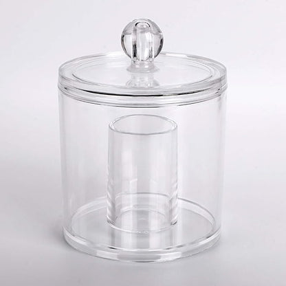 Hipiwe Cotton Ball and Swab Organizer with Lid Apothecary Acrylic Jar Makeup Qtip Organizer Bathroom Storage Canister Jar for Cotton Rounds Pads Q-tips Holder