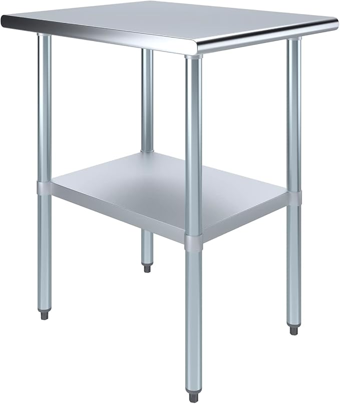 AmGood 30 in. x 24 in. Stainless Steel Work Table | Metal Kitchen Food Prep Table | NSF