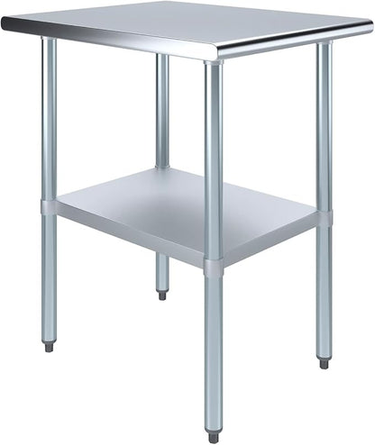 AmGood 30 in. x 24 in. Stainless Steel Work Table | Metal Kitchen Food Prep Table | NSF