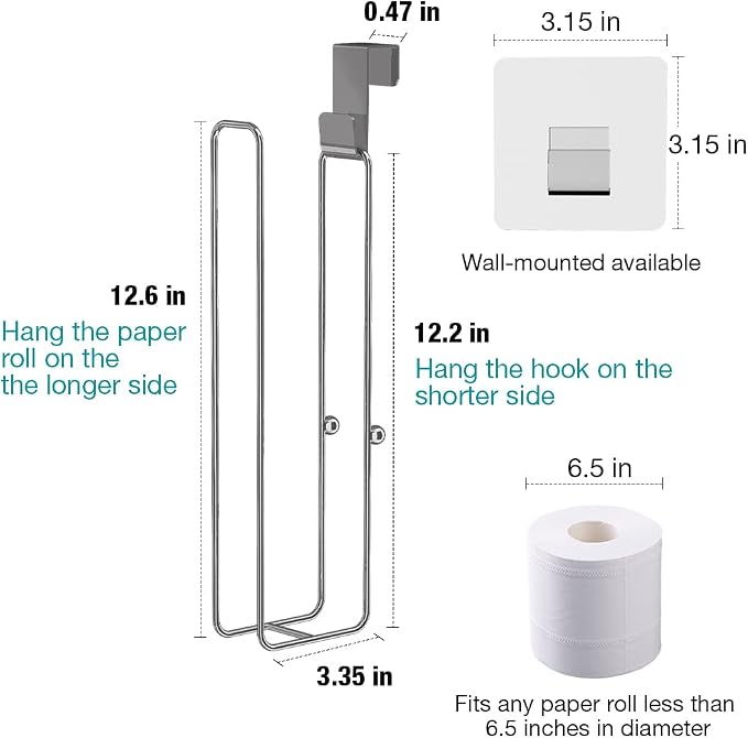 Conworld Toilet Paper Holder Brushed Nickel for 3 Roll Tissue, 1 Pack Bathroom Toilet Paper Storage Over The Tank, Stainless Steel Rustproof Bathroom Toilet Paper Roll Holder Wall Mount, Silver