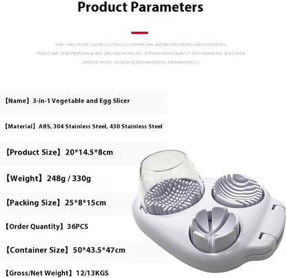 3 in 1 Egg Slicer for Kitchen – Multi-Functional Strawberry Banana Mushroom Cutter, ABS Safe Wire Blade, 3 Slice Modes, Dishwasher Safe, Lightweight 120 g, Gift for Salad Lover