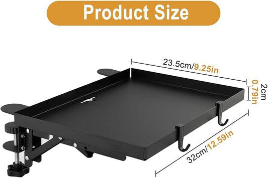 Foldable Bedside Shelf Set, Clip-On Bed Shelf with T-Shaped Cord Hole & Hook, Clip-On Table for Top Bunk, Clip-On Nightstand for College Dorm Loft Bed