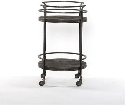 Pemberly Row Bar Cart in Transitional Gray Finish on Solid Wood with Iron Frame