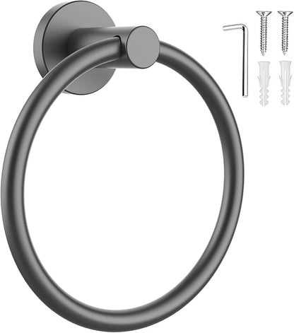 SetSail Towel Holder for Bathroom Wall Mounted Screw-in Towel Ring Stainless Steel Hand Towel Holder Heavy Duty Towel Hanger for Bathrooms, Grey