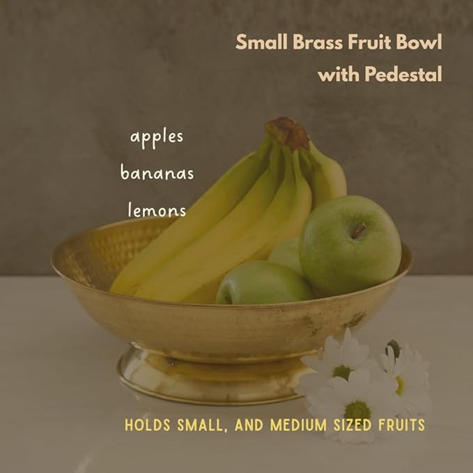 Gold Brass Fruit Bowl for Kitchen Counter, Decorative Bowl, Table Centerpiece, Kitchen Storage, Home Decor, Brass Home Accessories, Pedestal Bowl, Gold Finish, 12" wide (Small 12" Dia)
